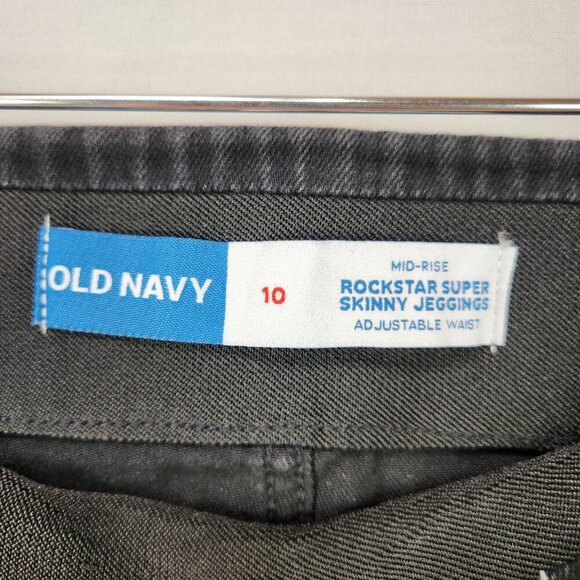Old Navy Mid Rise Rockstar Super Skinny Jeggings Women's 10 Denim Black Stretch - Picture 9 of 10